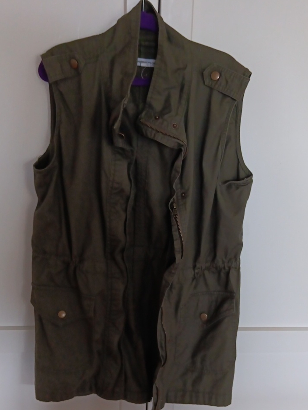 Warehouse One Womens Olive Green Sleeveless Utility Vest